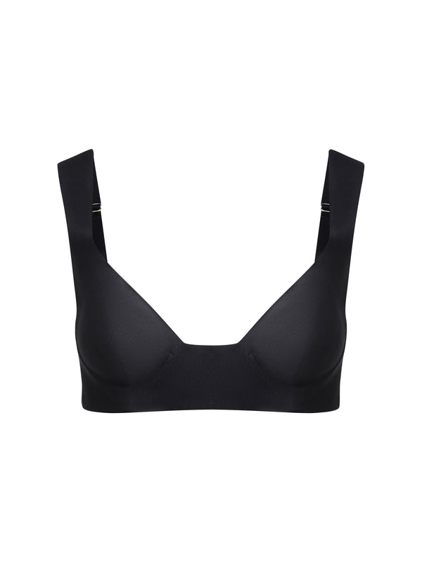 STRUCTURED SILK AND WOOL-BLEND BRALETTE TOP