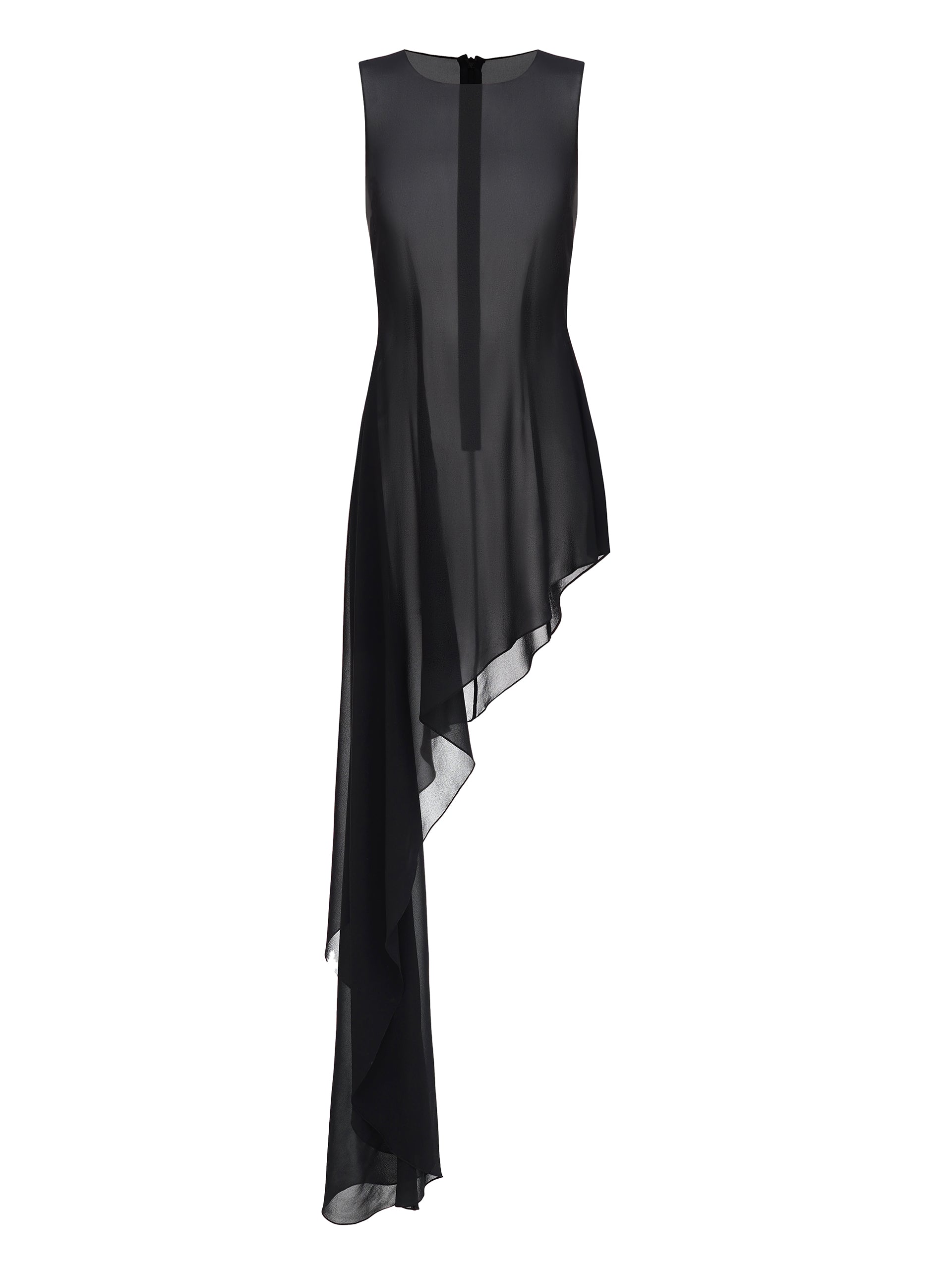 Asymmetric Silk Chiffon Dress in Black – NDS the label