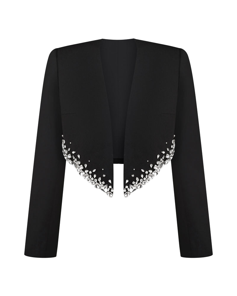 Cropped Crystal-Embellished Blazer