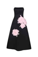 Midi Floral Appliqué Dress