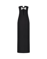 Plunge Neckline Bow-Detailed Maxi Dress