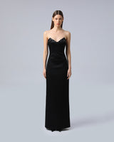 Crystal-Detailed Strapless Gown