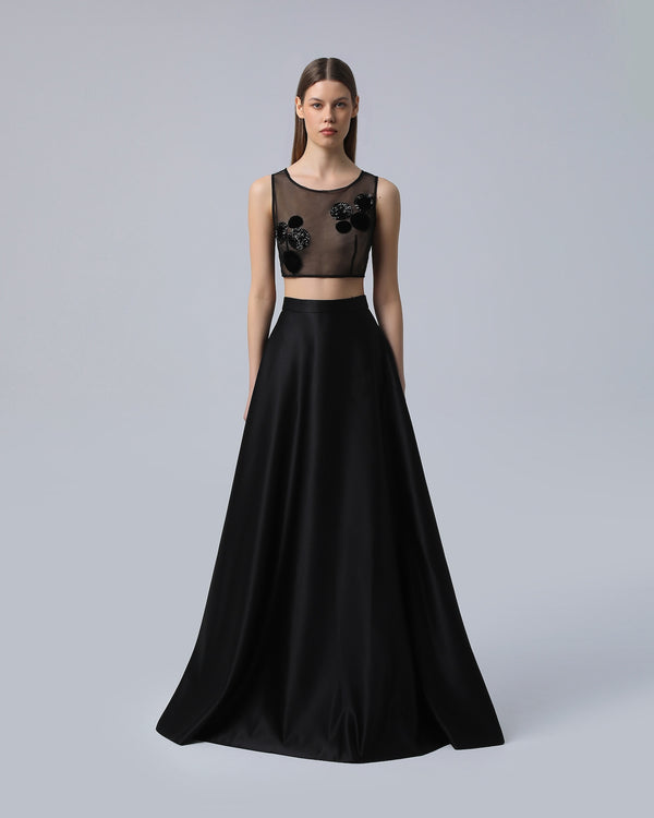 High Waist A-Line Maxi Skirt