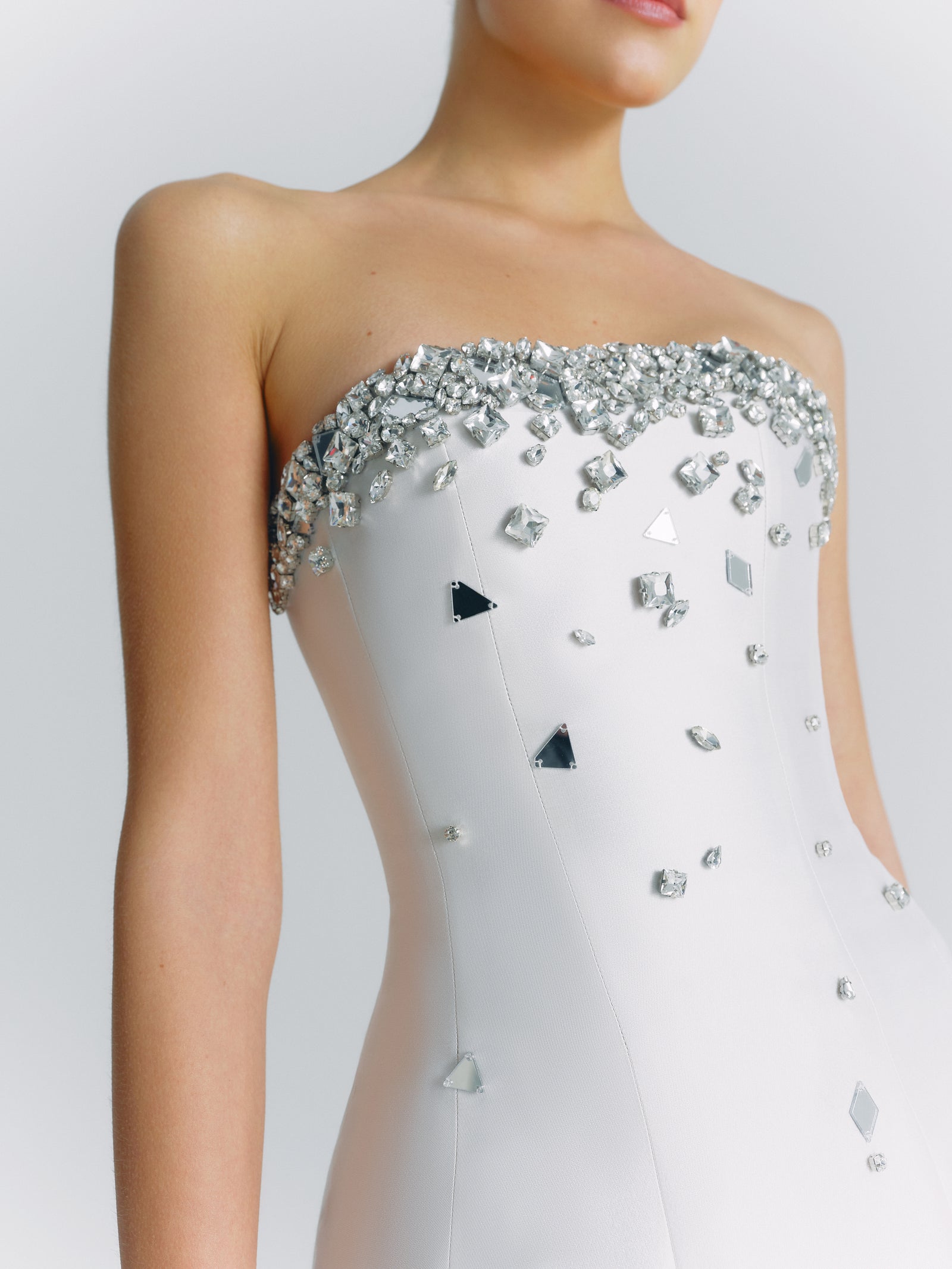 Crystal embellished mini dress best sale